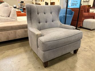 Light Grey Button Tufted Accent Chair