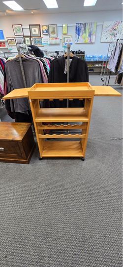 Wooden Rolling Kitchen Bar Cart