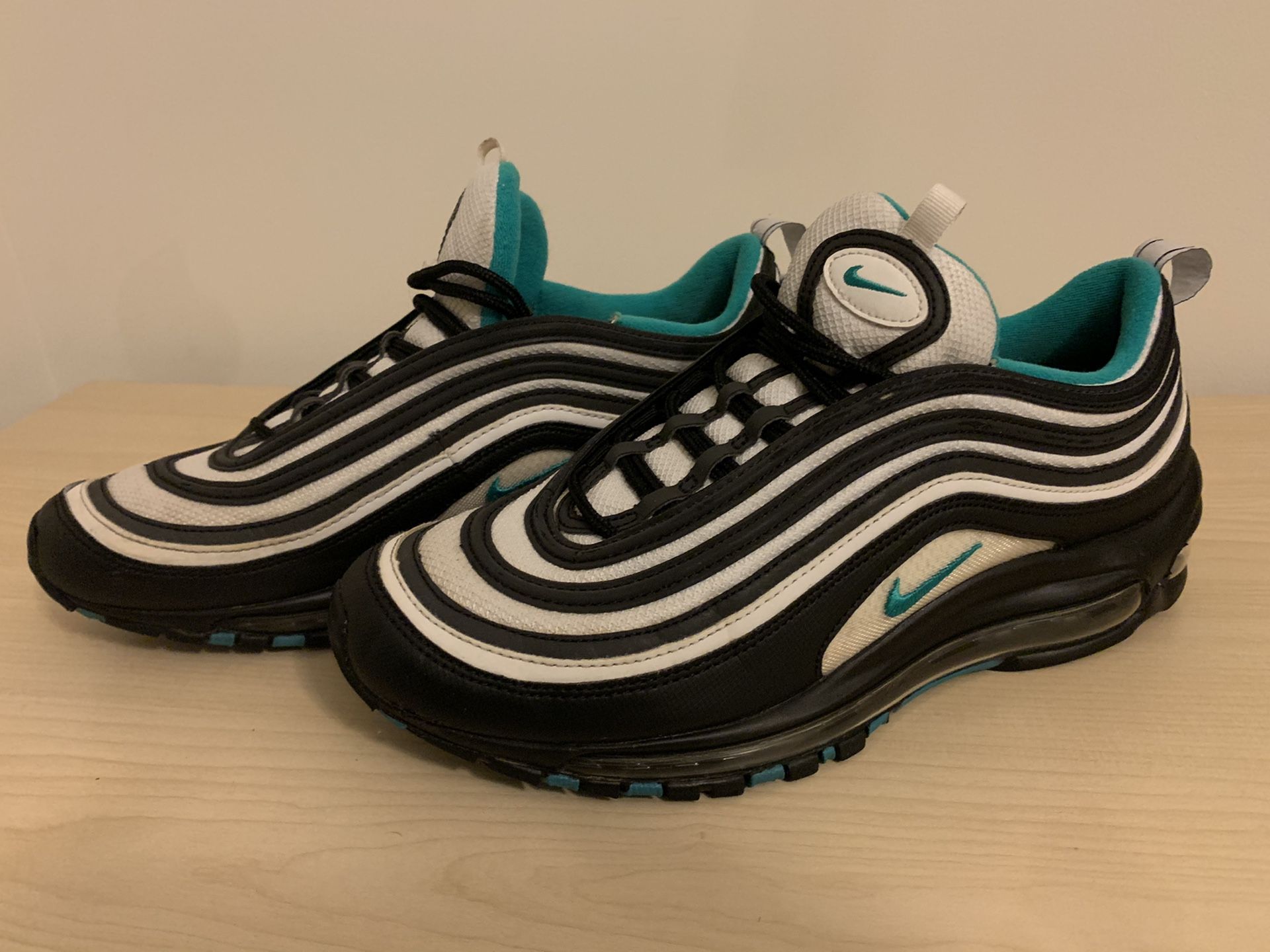 Nike Air Max 97 Shoes 921826 013 Clear Black Emerald White Mens Size 10