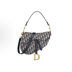 DIOR Saddle detachable adjustable shoulder strap magnet buckle open and close print fabric saddle bag one-shoulder cross-body handbag(152)28