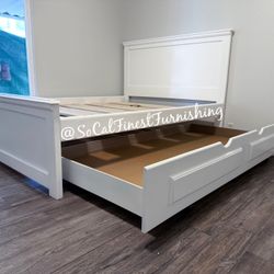New Queen Bed With Trundle Frame - No Mattresses 
