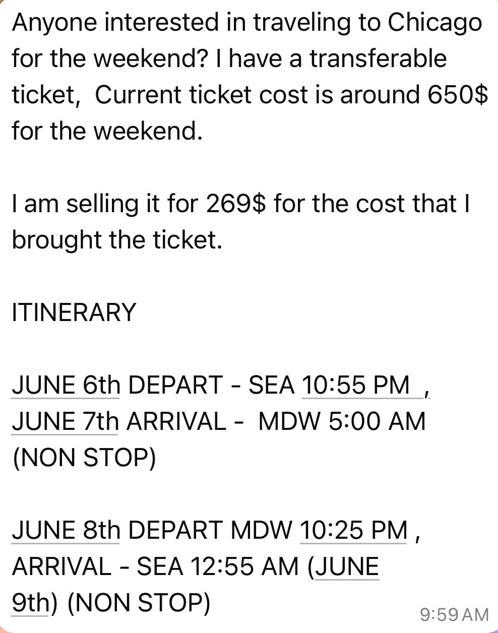 Southwest Air ticket Transferable