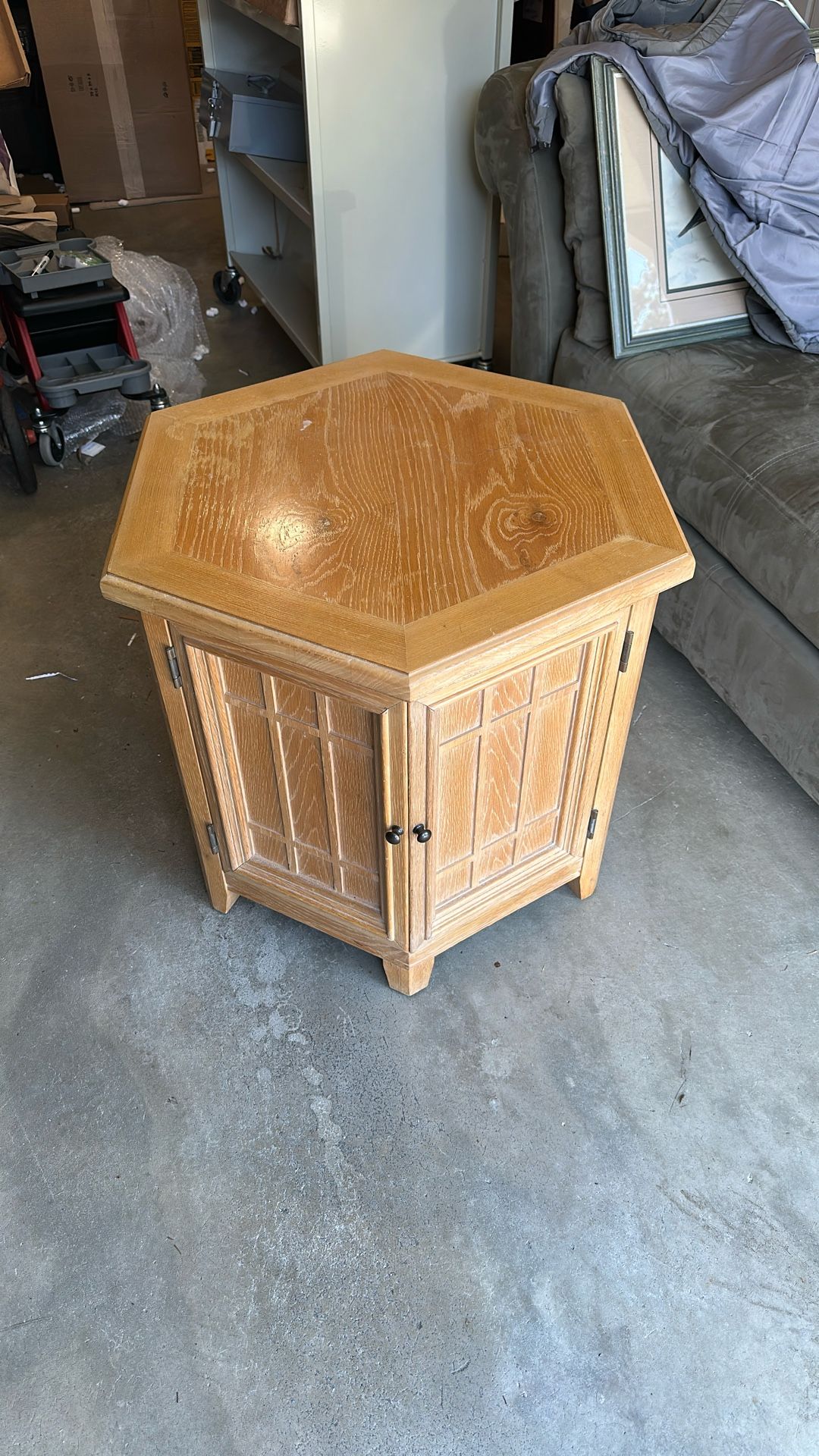Wood Hexagon End Table
