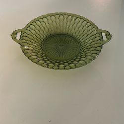 Vintage Indiana Glass Green Honeycomb Dish 