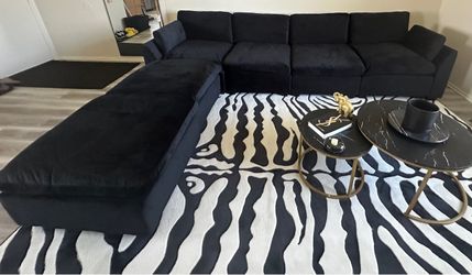 Brand New Black Velvet Modular Sectional