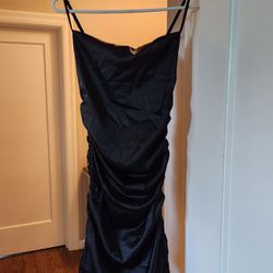 Black Dress Strappy Cowl Neck Ruched New