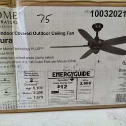 Home Decorators Altura 48" Indoor / Outdoor Ceiling Fan In Bronze, Some Blades Have Scrat As Shown