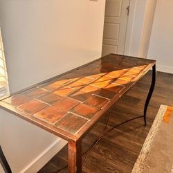 “Artisan Industrial Basket Weave Metal Console Table – Entryway / Sofa Table