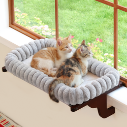 Zakkart SnugCloud Cat Window Perch Large 25x15 Gray Dark Wood NEW