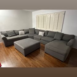 Modern Gray Sectional Sofa w/ Storage Ottoman – Like New, Super Comfortable!
