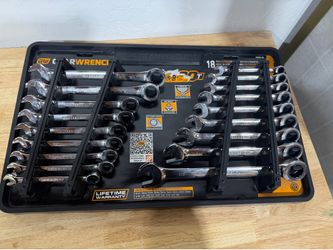 GEARWRENCH SAE/MM 90-Tooth Pro Combination Ratcheting Wrench Tool Set with Tray (18-Piece