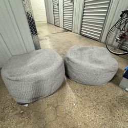 Article bean bag Pouf Ottoman Set (2) – Modern Gray Floor Seating / Footrest
