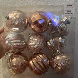 Christmas plastic balls Rose gold 9 pcs. 