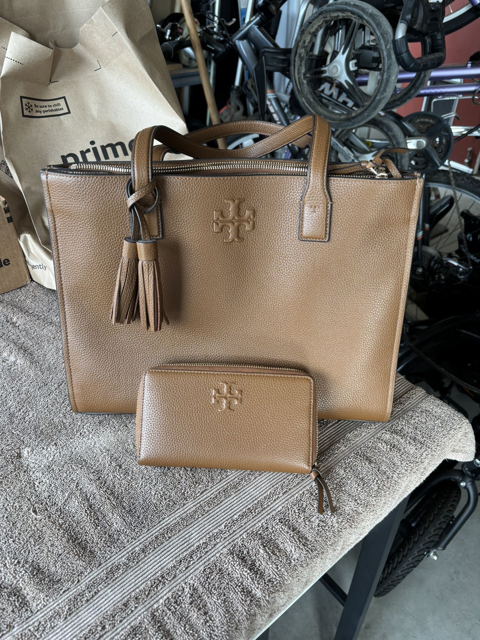Tory Burch purse and wallet (brown) $200 Obo