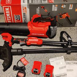 CRAFTSMAN Brushless RP 20-volt Max Cordless Battery String Trimmer and Leaf Blower Combo Kit 5 Ah & 2Ah (Battery & Charger Included)