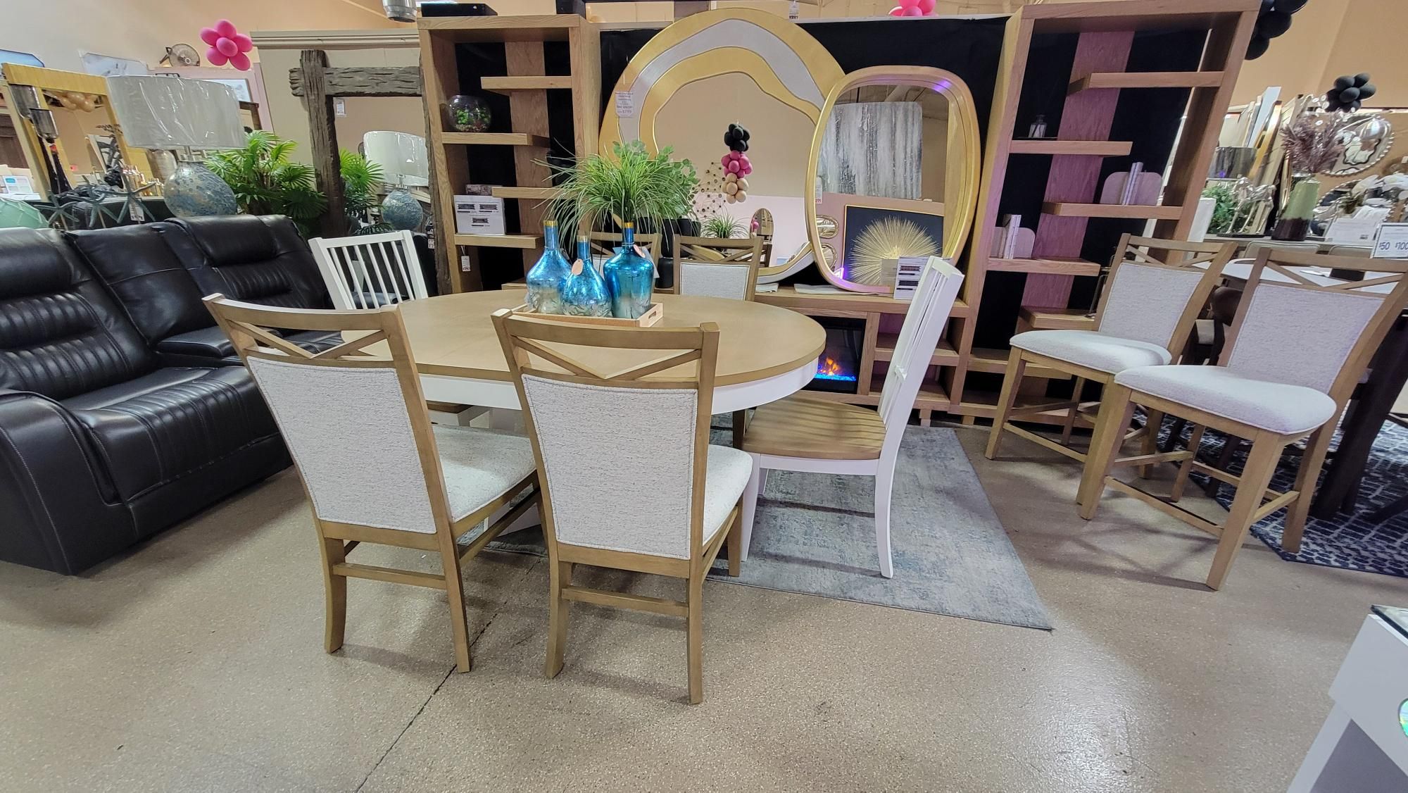 7 pc 2-Tone 48"- 66" Round Dining Table Set...