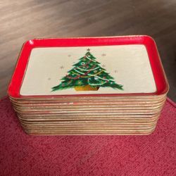 Vintage Classic Christmas Trays Alcohol Proof Set Of 16