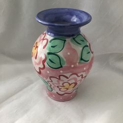 Handpainted Colorful Floral Vase 