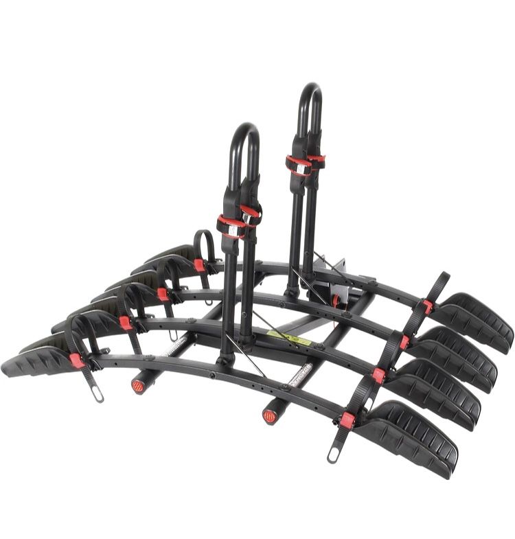 Brand New!!! Trimax RMBR4 - Road-MAX Hitch Mount Tray - 4 Bike Rack Hitch Mount for SUV, Truck, Van - Foldable, Locking Arms, 2" Receiver - 1 Rack