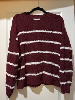 Women’s maroon and white striped sweater