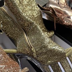 HUGE SALE Pleaser Shoes Authentic High Heel Stilettos Platform Boots Gold Glitter Adore 1018G Dancer