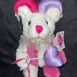 Vintage Applause Valentines Jester Jointed Teddy Bear With Tags 