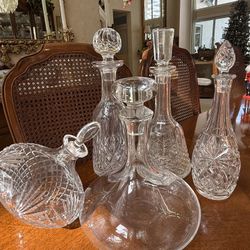  5 Cut Crystal Decanters 