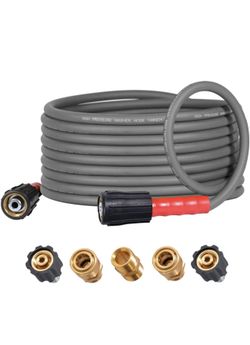 Pressure Washer Hose 25FT for Power Washer Replacement, Kink Resistant Extension With Leak-Free M22 Female & 3/8" Quick Connect Adapters, 1/4" 3200 PS
