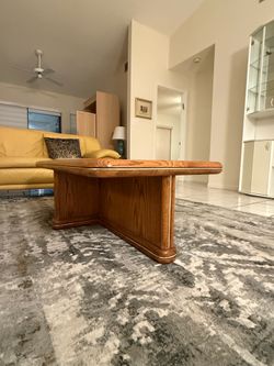 Oak Coffee Table with Glass Inlays