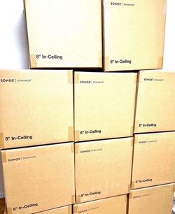 Sonos by Sonance 8-inch in-ceiling speakers, new sealed, includes warranty.  There is a single pair right and left speakers in each box.
