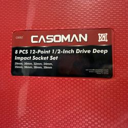 NEW -CASOMAN 8 Pieces 12 - point  1/2-Inch Drive Deep Impact Socket Set