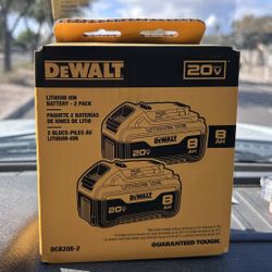Dewalt 20 V Batteries 8ah 2 Pack!