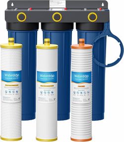 Waterdrop 3-Stage Whole House Water Filter System for Well Water with Heavy Metal and Anti-Scale Sediment Filter, Highly Reduces Scale, Lead, Chlorine