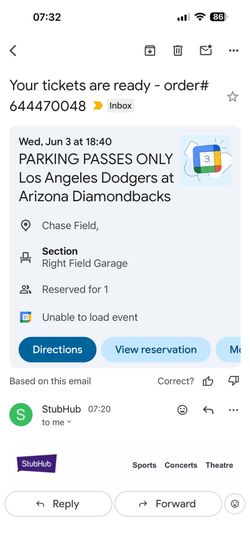 Parking pass or Diamondbacks 3 June