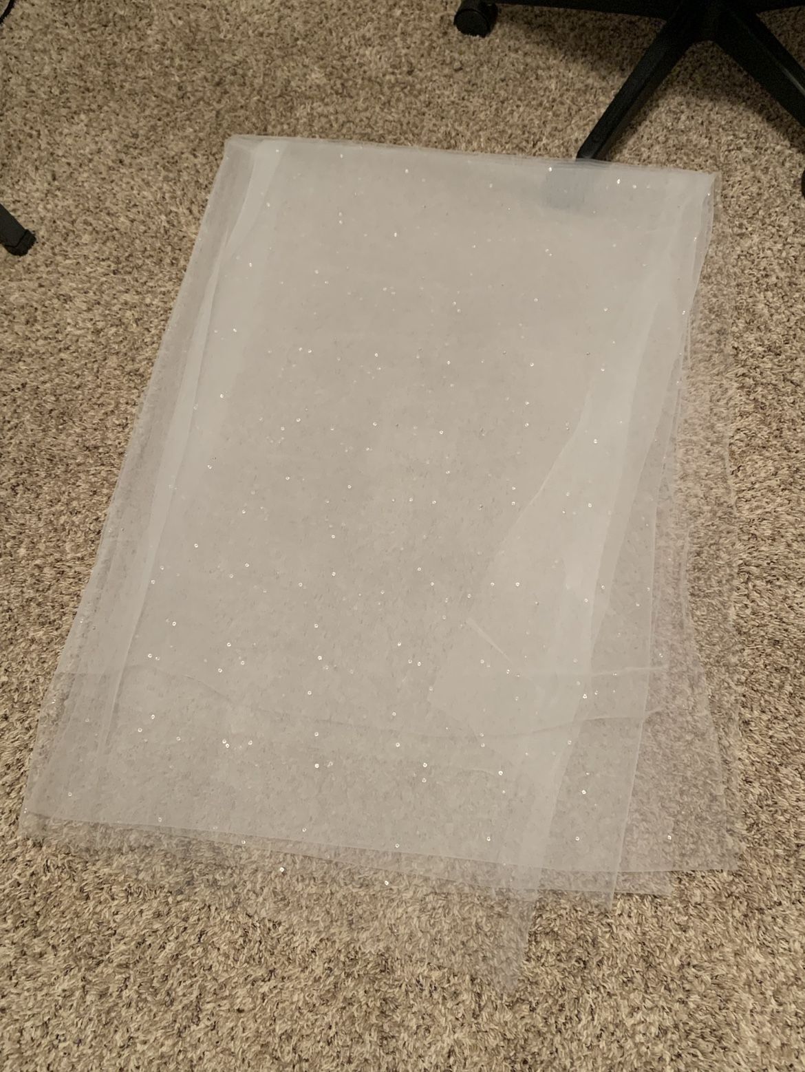 All Over Jewel Mesh White with Clear Rhine Fabric Tulle