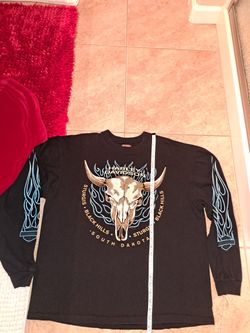 Vintage 1996 Harley Davidson Long Sleeve T Shirt Flames Cow Skull