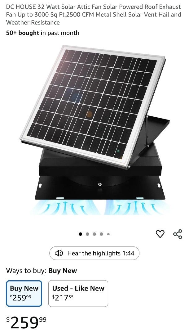 Open Box New But Never Used Solar Roof Attic Fan