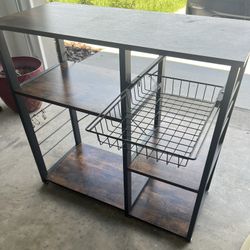 Coffee Bar With Shelves And Pull Out Basket 