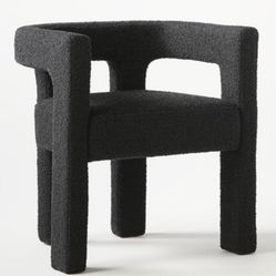 Like New CB2 Black Boucle Stature Dining Chair $400