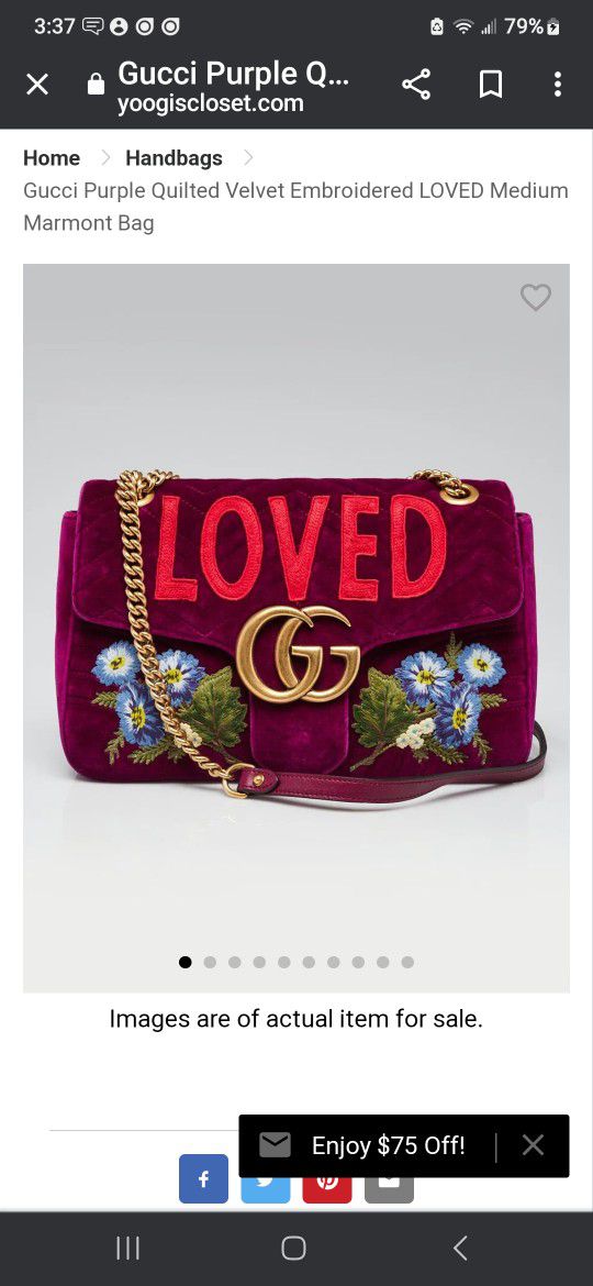GUCCI Purple Quilted Velvet Embroidered LOVED Medium Marmont Bag for Sale  in Deerfield Beach, FL - OfferUp