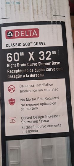 Delta shower pan curved,  60x32