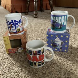 Set of 3 Coffee Mugs with Boxes, Great Gift for Fathers Day, All New, $5 Each