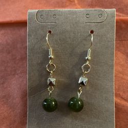 Green And Gold Plated Earrings 