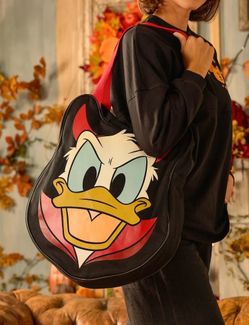 Disney Donald Duck Devil Halloween Glow-in-the-Dark BIG Face Canvas Tote