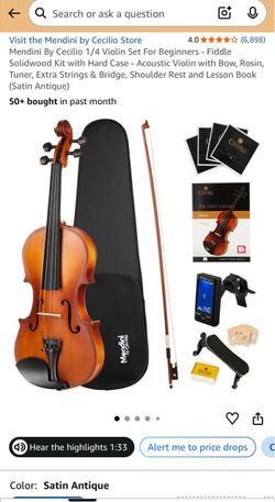 Mendini by Cecilio 1/4 Beginner Violin Set