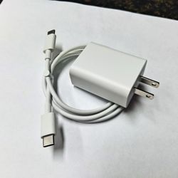 18W Fast Charger Wall Plug USB C and 3 feet Cable USB C