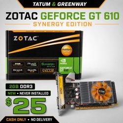 NEW ZOTAC GeForce GT 610 2GB Graphics Card (PCIe, HDMI/DVI/VGA)