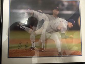 Nolan Ryan Framed Autographed Baseball Photo multiple poses same photo