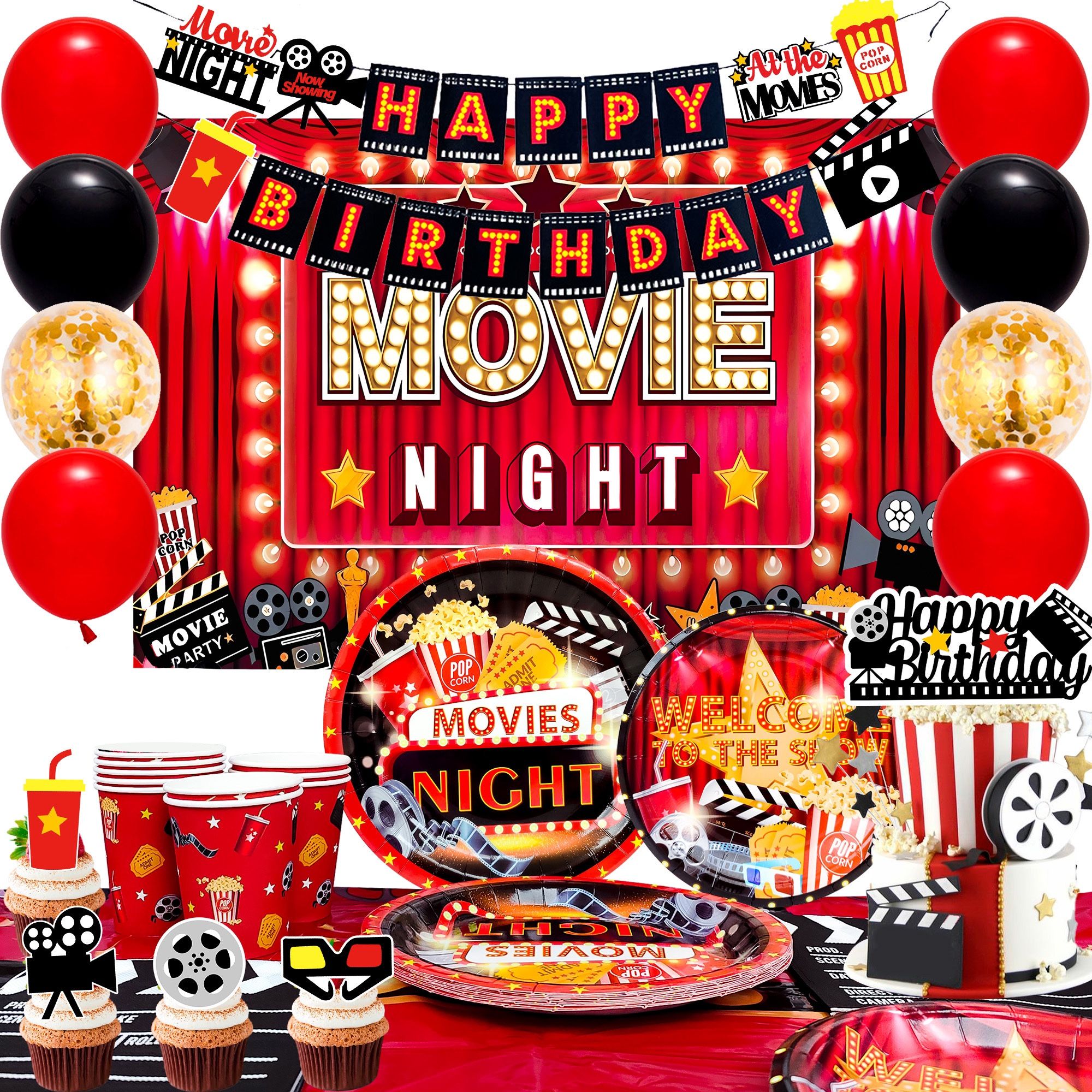 68pcs Movie Night Birthday Party Decorations (New, Unopened)