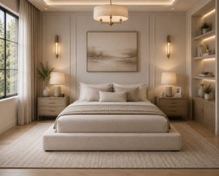 Queen bed Upholstered Bed Frame with Square Cushioned Base
5 Inch Square Foam-Padded Base, 360° Cushioned Surround, Low Profile Cloud Bed Frame, No Bo